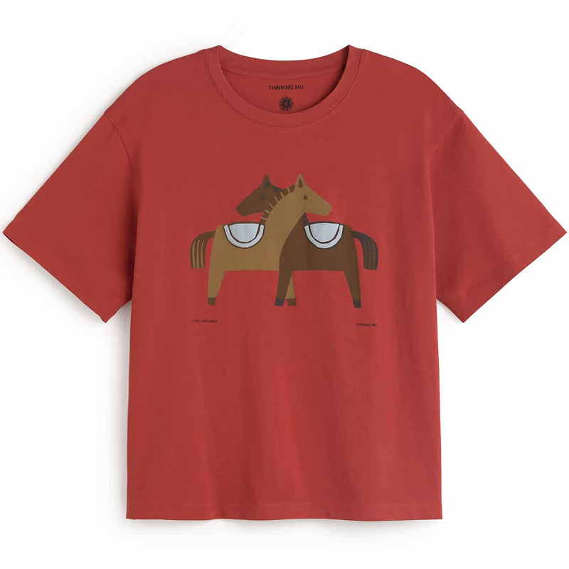 THINKING MU Basic T-Shirt VOLTA RED aus Bio-Baumwolle
