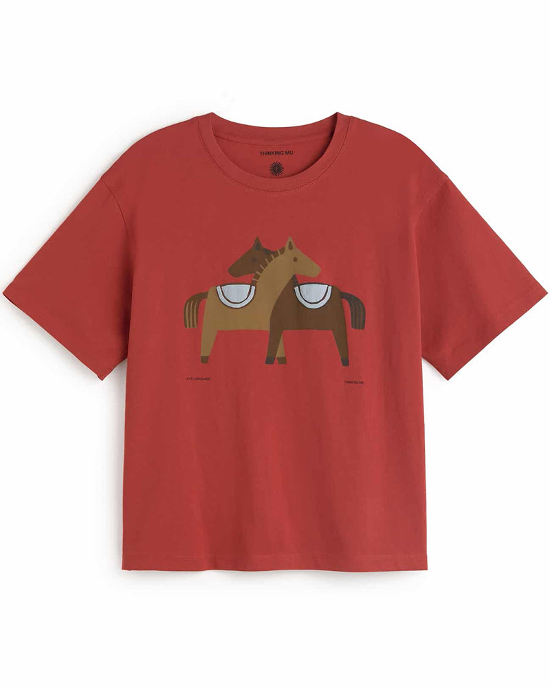 THINKING MU Basic T-Shirt VOLTA RED aus Bio-Baumwolle