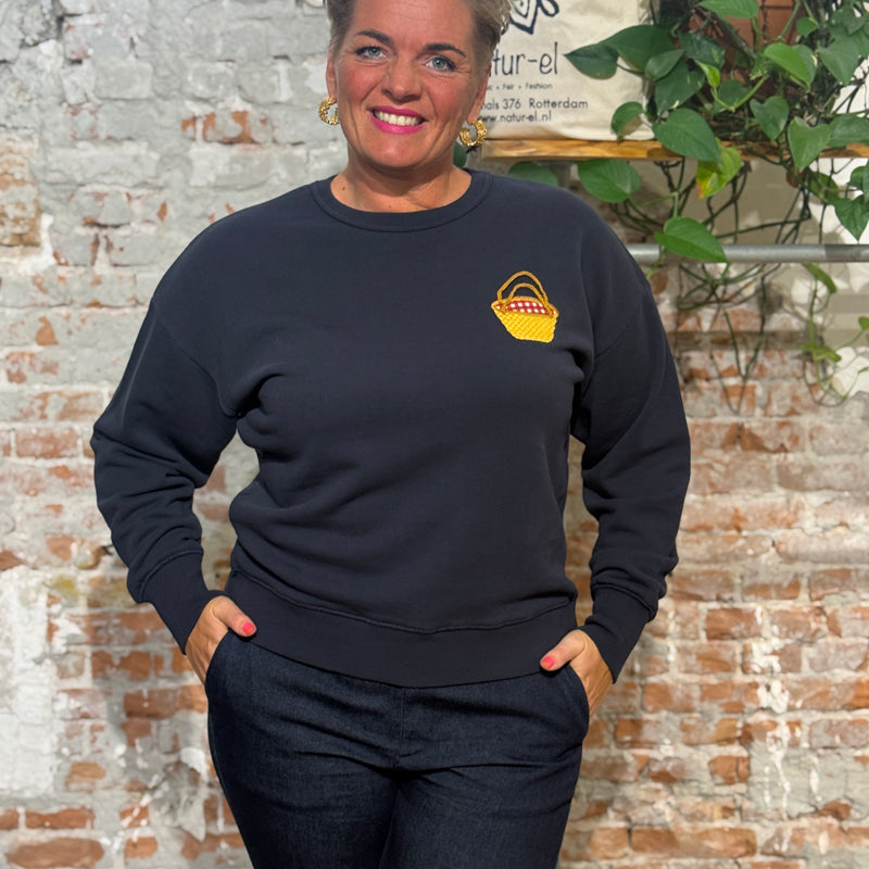 THINKING MU Pullover BONNIE KOBALT Bio-Baumwolle