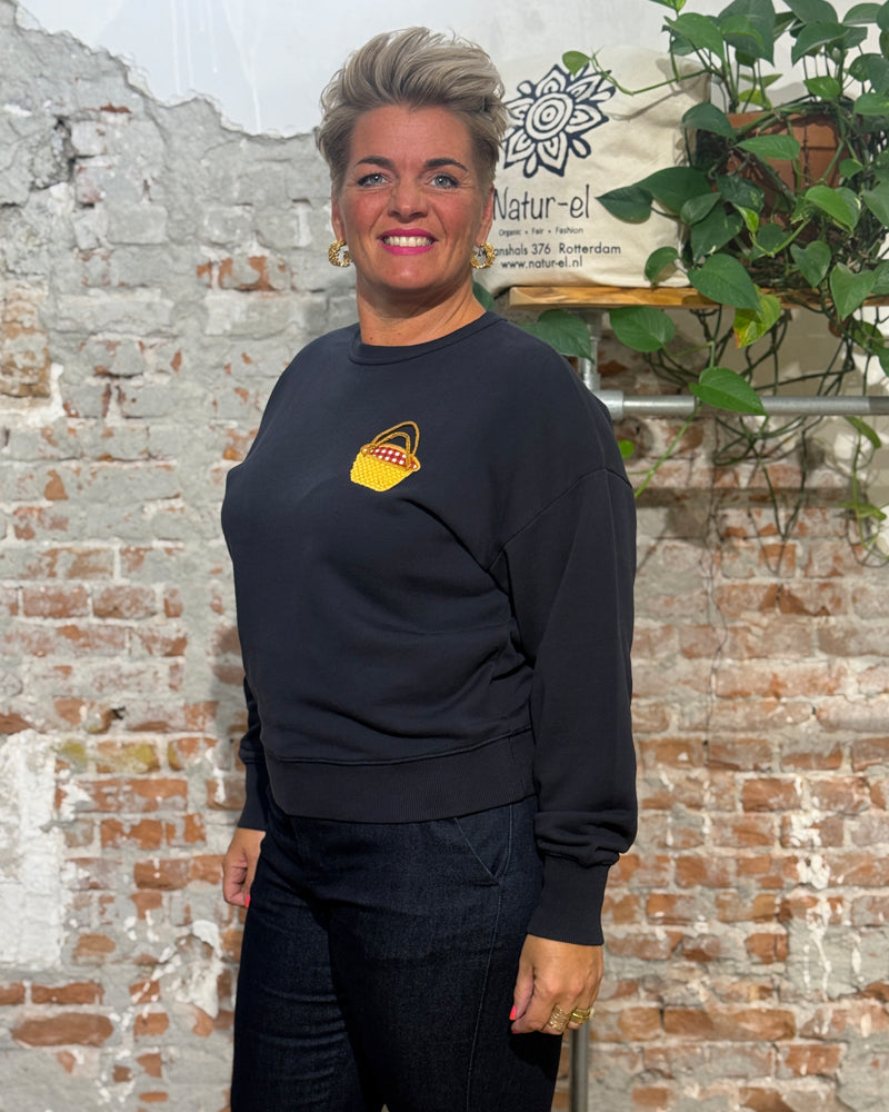 THINKING MU sweater JODY BASKET biologisch katoen