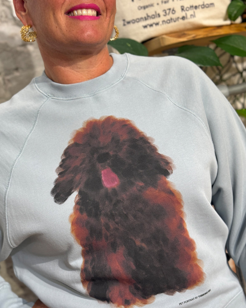 THINKING MU sweater BONNIE DOG biologisch katoen