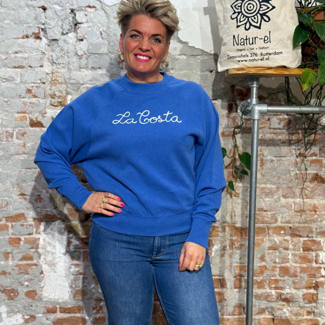 THINKING MU sweater BONNIE KOBALT biologisch katoen
