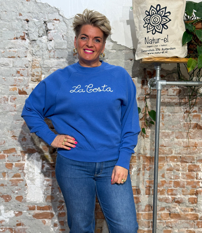 THINKING MU sweater BONNIE KOBALT biologisch katoen