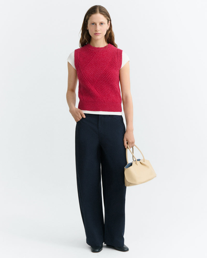 THINKING MU V-Ausschnitt Pullover ALOMA NAVY Baumwolle Kaschmir