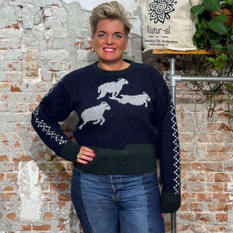 THINKING MU wool sweater THREE LAMBS in fine merino wool