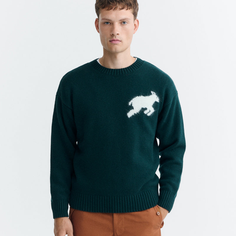 THINKING MU wollen trui GREEN LAMB van merino