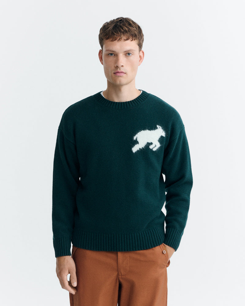 THINKING MU wollen trui GREEN LAMB van merino