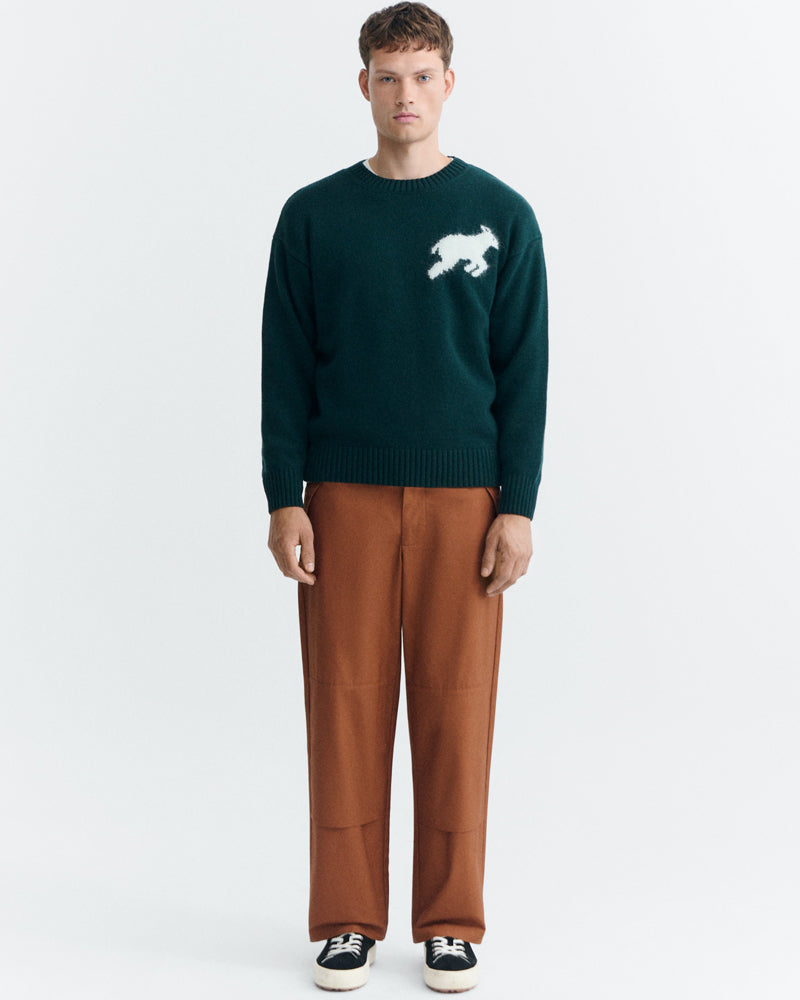 THINKING MU wollen trui GREEN LAMB van merino