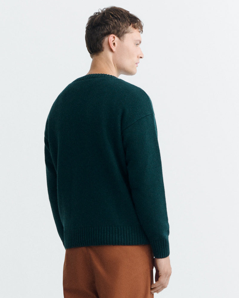 THINKING MU wollen trui GREEN LAMB van merino
