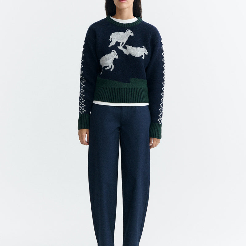 THINKING MU wollen trui DRIE LAMMETJES van fijne merino wol