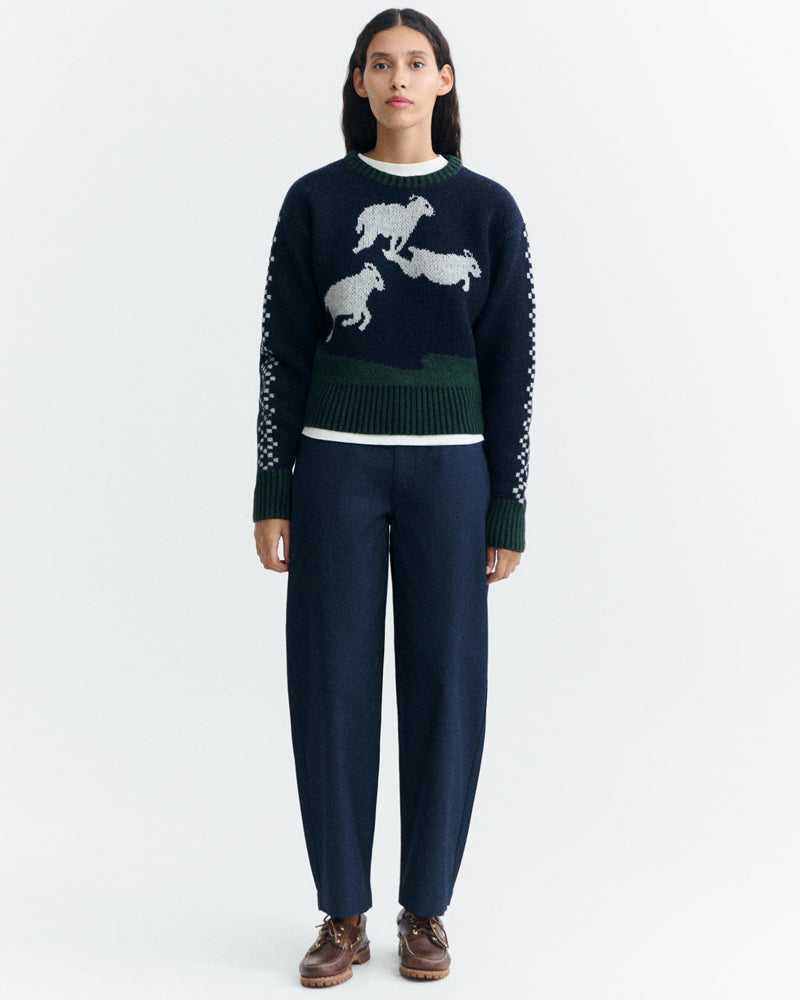 THINKING MU wollen trui DRIE LAMMETJES van fijne merino wol