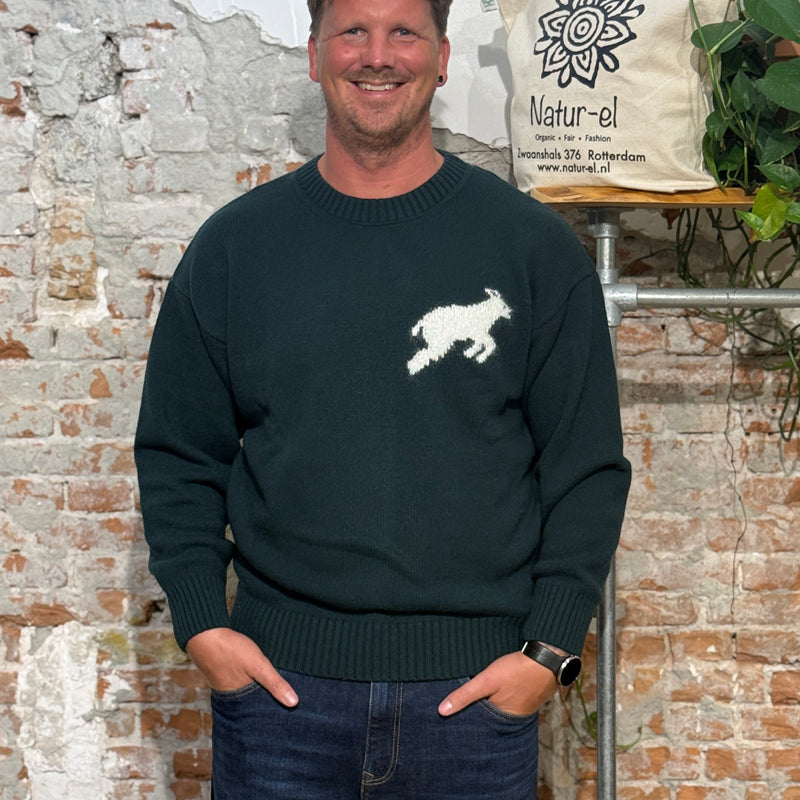 THINKING MU wollen trui GREEN LAMB van merino