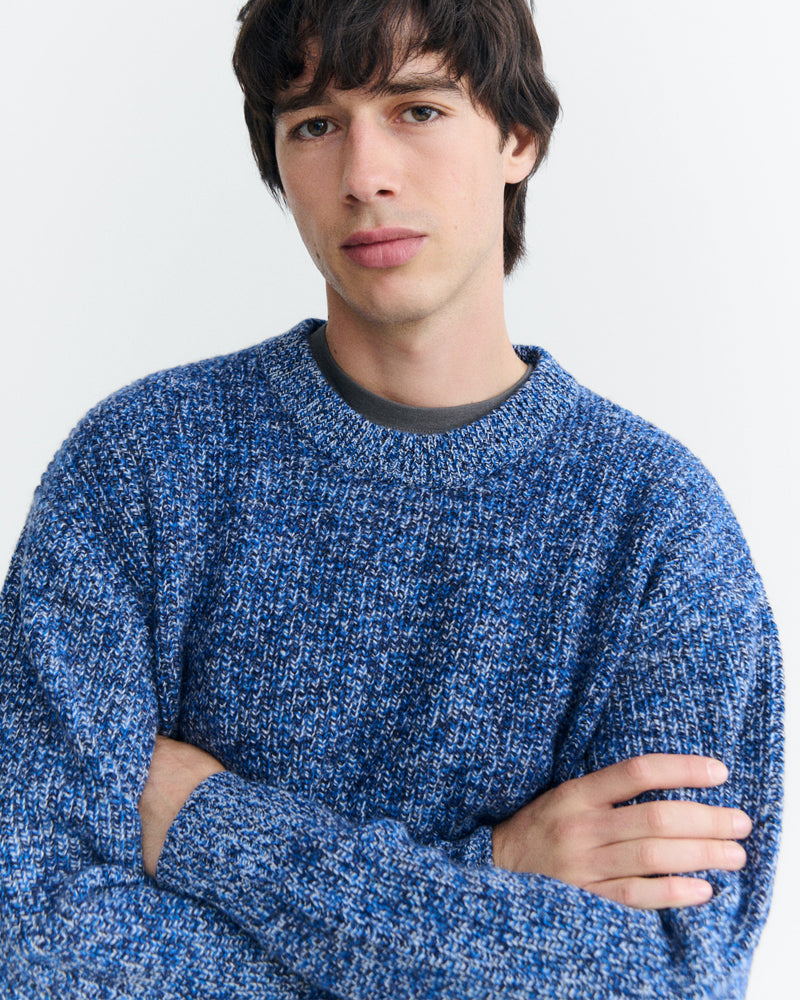 THINKING MU wollen trui SANTOS BLUE extrafijne merino