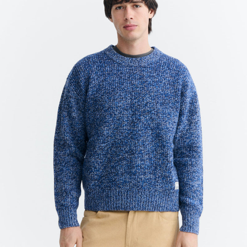 THINKING MU wollen trui SANTOS BLUE extrafijne merino