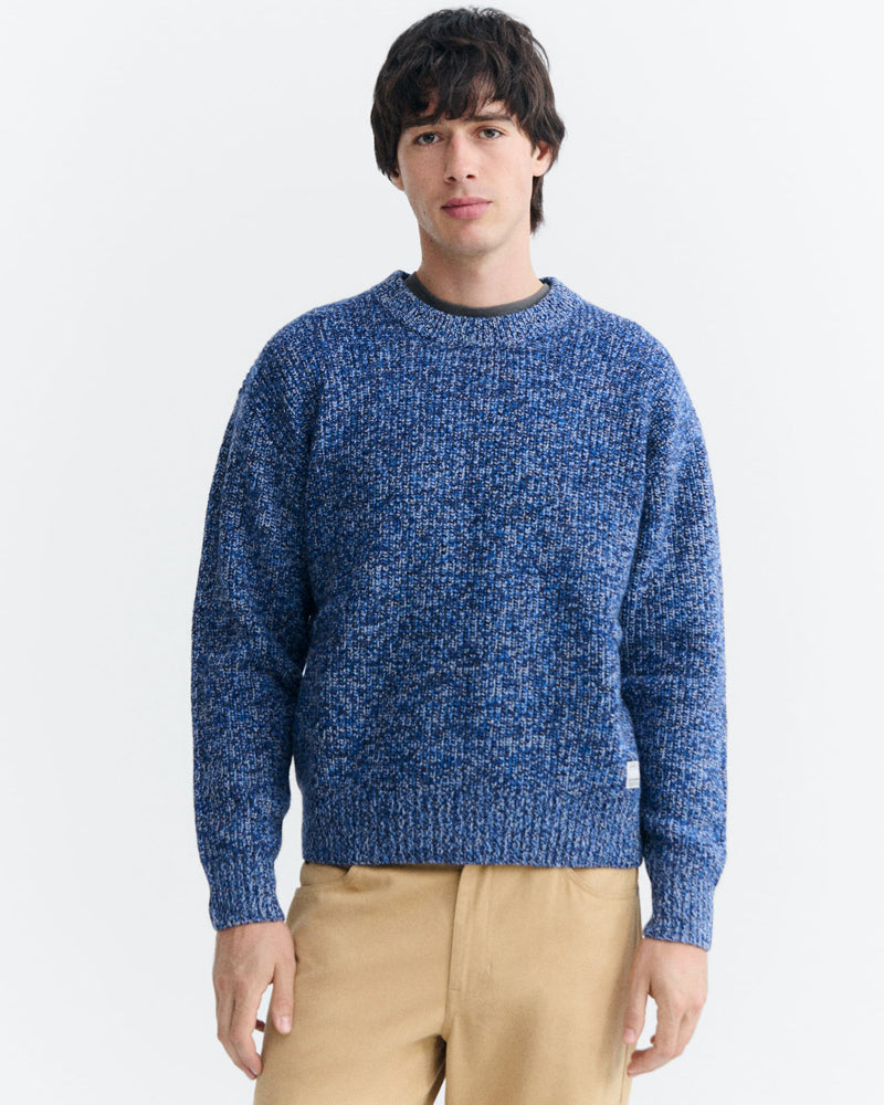 THINKING MU wollen trui SANTOS BLUE extrafijne merino