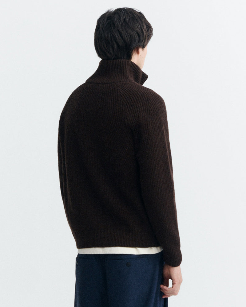 THINKING MU wollen merino vest EKAIZ BROWN met rits