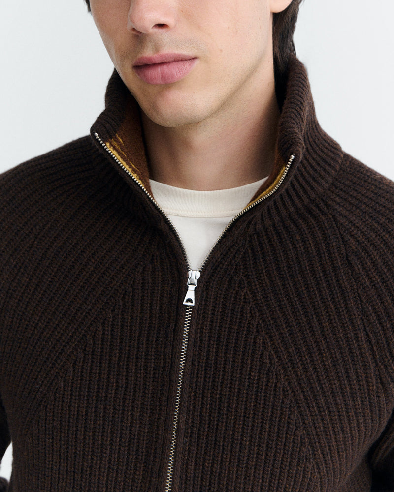 THINKING MU wollen merino vest EKAIZ BROWN met rits