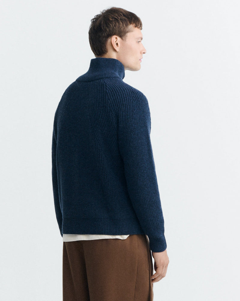 THINKING MU wollen merino vest EKAIZ BLUE met rits