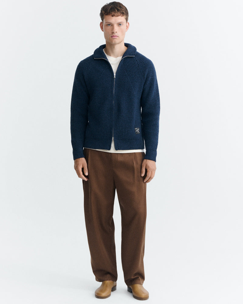 THINKING MU wollen merino vest EKAIZ BLUE met rits