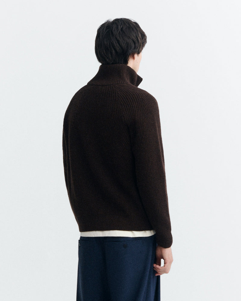 THINKING MU wollen merino vest EKAIZ BROWN met rits