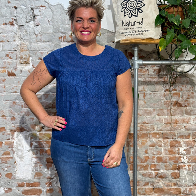 TRANQUILLO batist blouse LUNA NAVY biologisch katoen
