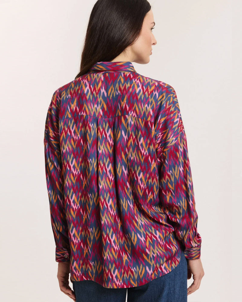 TRANQUILLO blouse met kraag JOLA IKAT ecovero twill