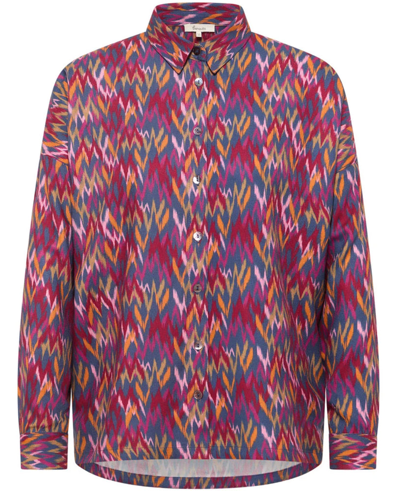 TRANQUILLO blouse met kraag JOLA IKAT ecovero twill