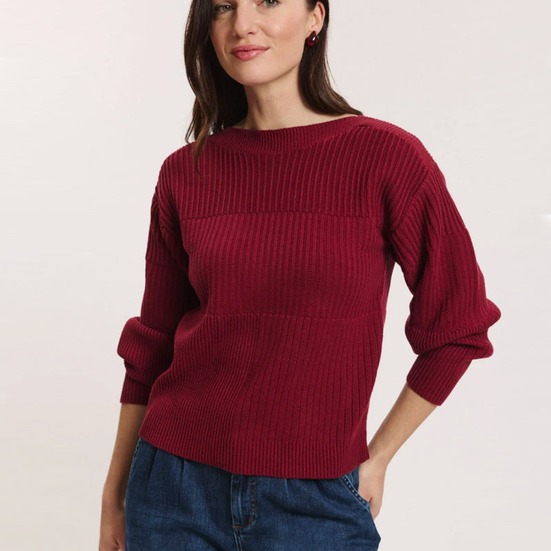 TRANQUILLO boothals trui KYRA RED biologisch katoen