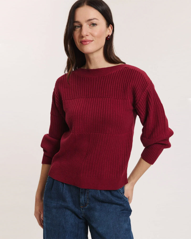 TRANQUILLO boothals trui KYRA RED biologisch katoen