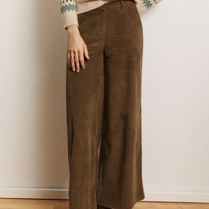 TRANQUILLO corduroy broek PAOLA TAUPE biologisch katoen