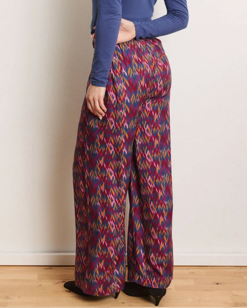 TRANQUILLO wijde broek POLLIE IKAT ecovero twill