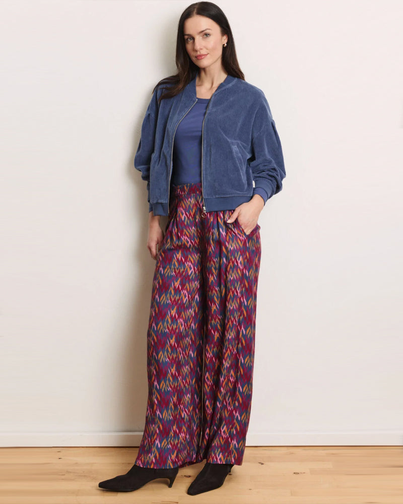 TRANQUILLO wijde broek POLLIE IKAT ecovero twill