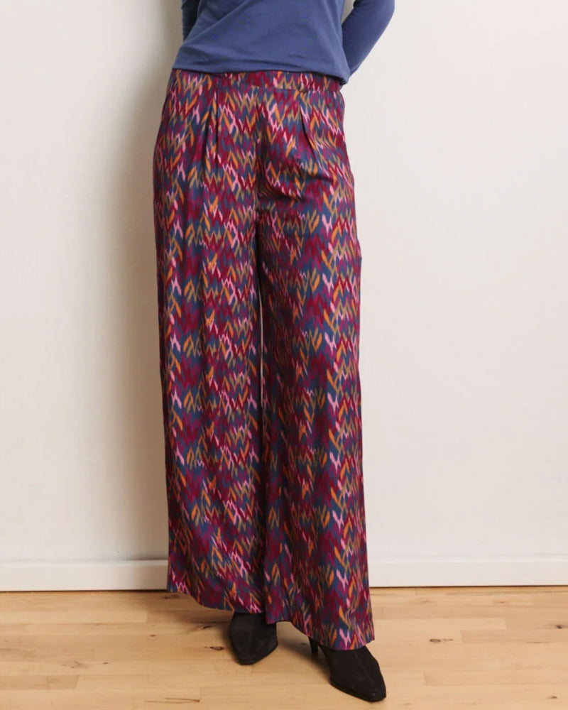 TRANQUILLO wijde broek POLLIE IKAT ecovero twill
