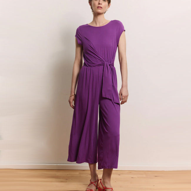 TRANQUILLO effen jumpsuit FINA GRAPE ecovero jersey