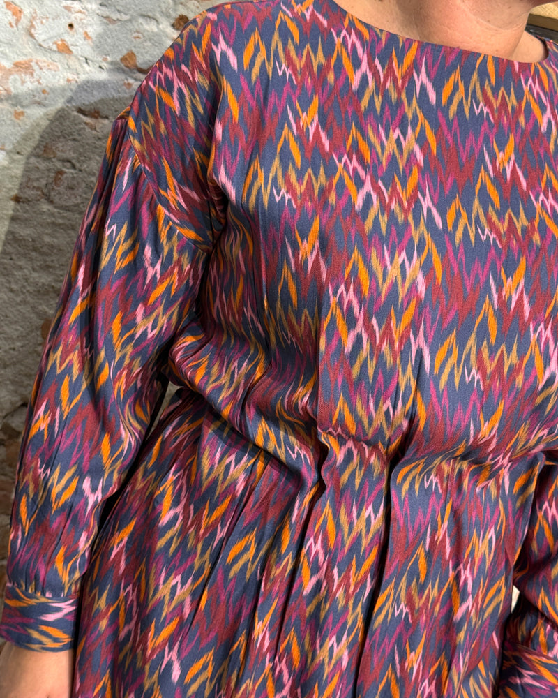 TRANQUILLO jurk met plooien TAALKE IKAT ecovero