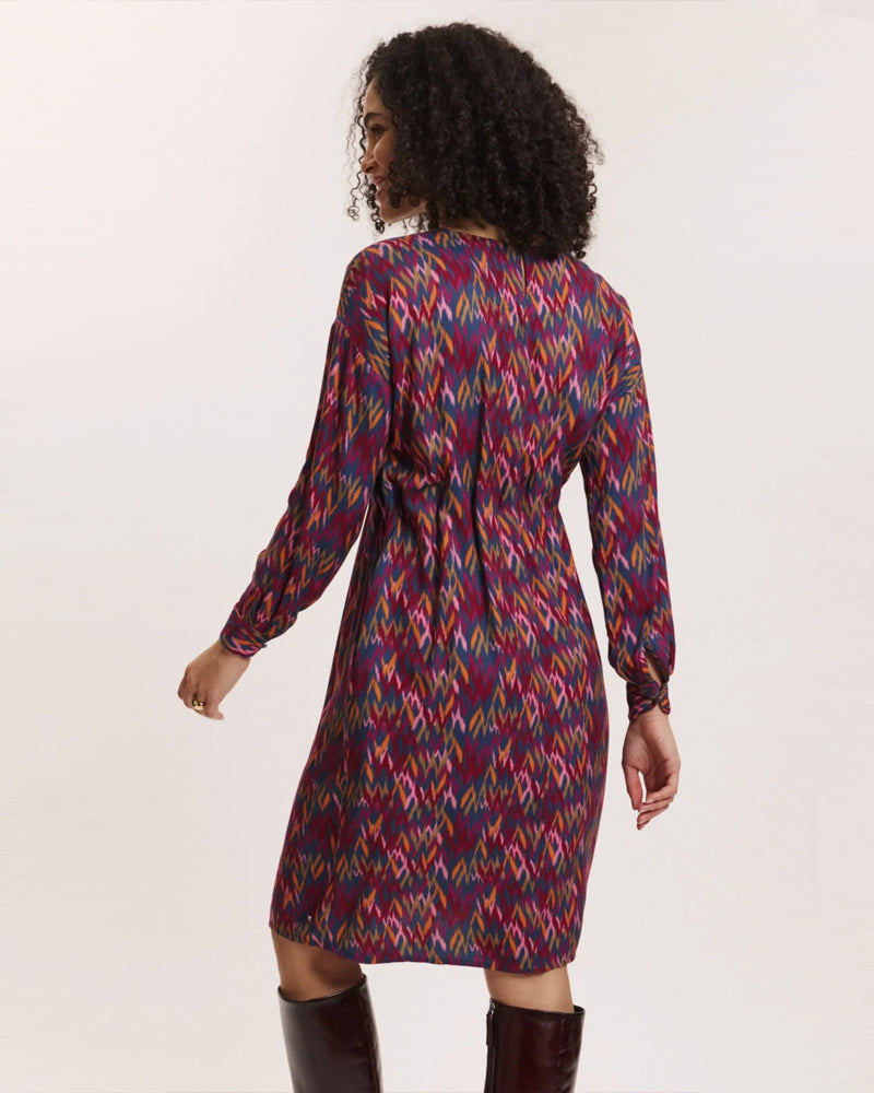 TRANQUILLO jurk met plooien TAALKE IKAT ecovero