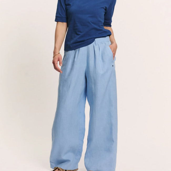 TRANQUILLO linnen broek met plooien BLUE