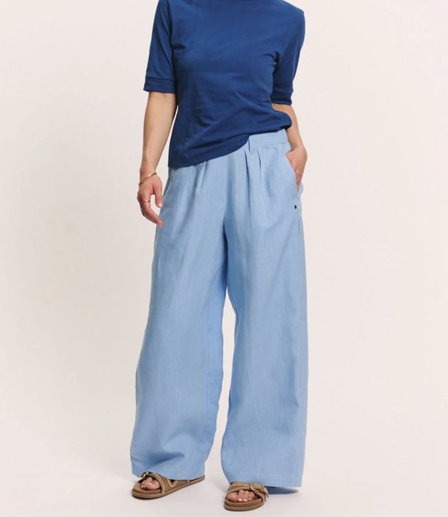 TRANQUILLO linnen broek met plooien BLUE