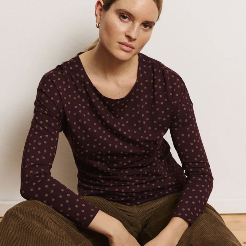 TRANQUILLO shirt met print FELICE BURGUNDY van ecovero
