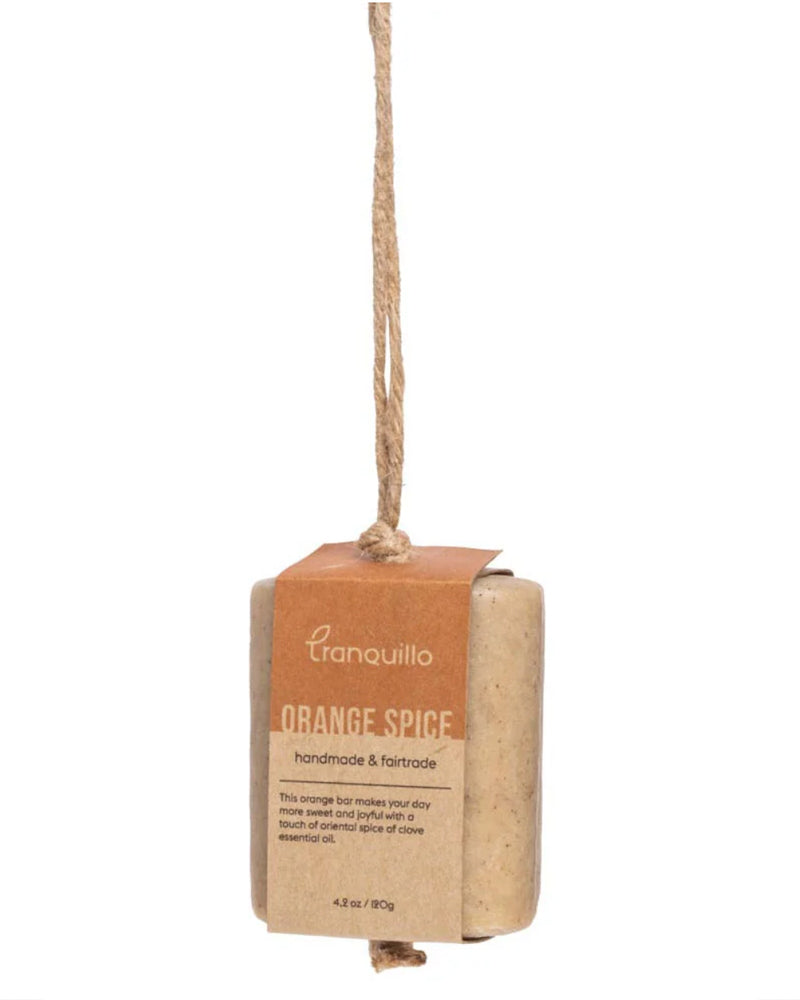 TRANQUILLO zeep aan koordje ORANGE SPICE 120 gr ZERO WASTE