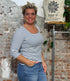 TRANQUILLO gestreept shirt LOLLY BLUE tencel katoen