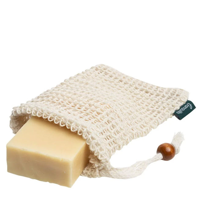 TRANQUILLO sisal zeepzakje met houten kraal ZERO WASTE
