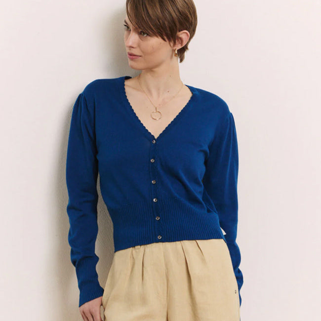 TRANQUILLO v-hals vest LINA NAVY biologisch katoen