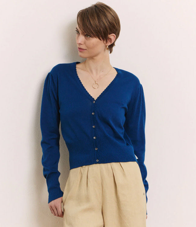 TRANQUILLO v-hals vest LINA NAVY biologisch katoen