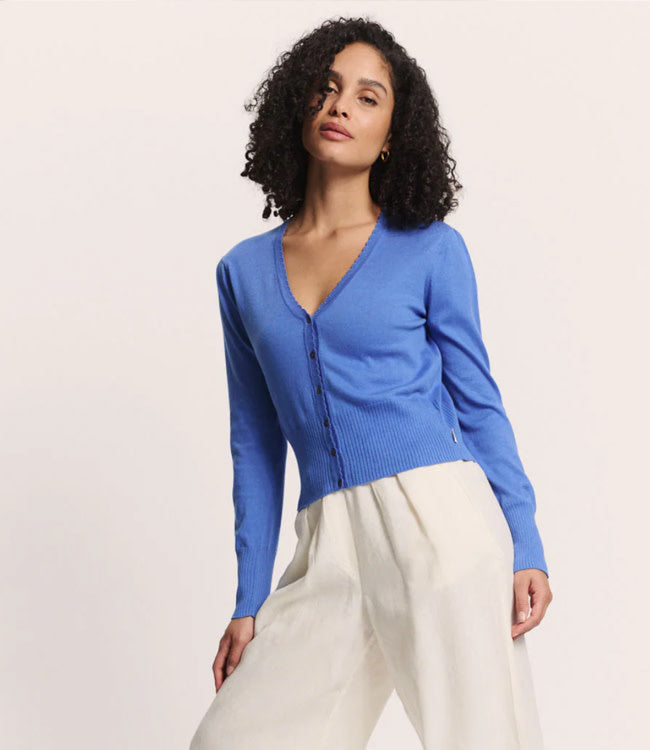 TRANQUILLO v-hals vest LINA BLUE biologisch katoen