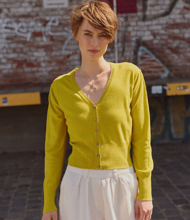 TRANQUILLO v-hals vest LINA MANGO biologisch katoen