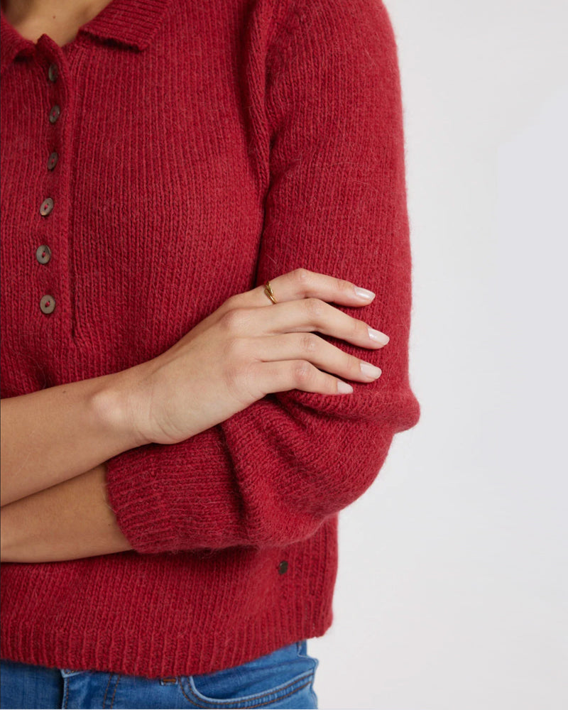 TRANQUILLO polo trui AUDRY RED biologisch katoen alpaca
