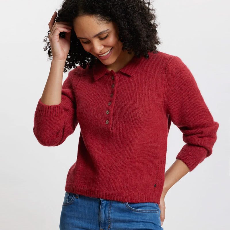 TRANQUILLO polo trui AUDRY RED biologisch katoen alpaca