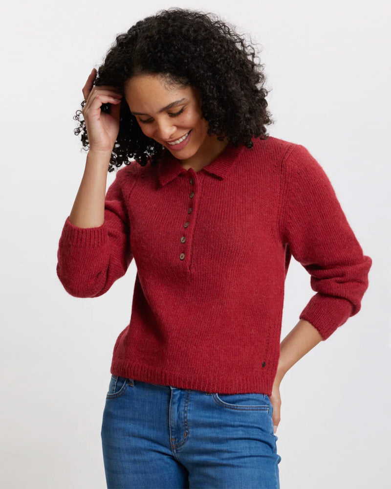 TRANQUILLO polo trui AUDRY RED biologisch katoen alpaca