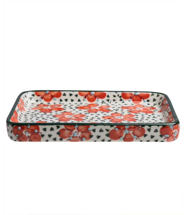 TRANQUILLO Zeep schaaltje van keramiek  ORANGE FLOWER Handmade & Fairtrade